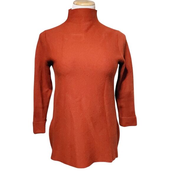 Tahari Mock Neck Orange Sweater With Side Zip Womens NO Tag - Picture 1 of 12